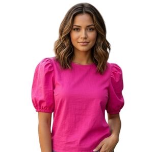 H&M Women’s Pink Barbie Cotton Puff Sleeve Top Size M – Feminine & Light…